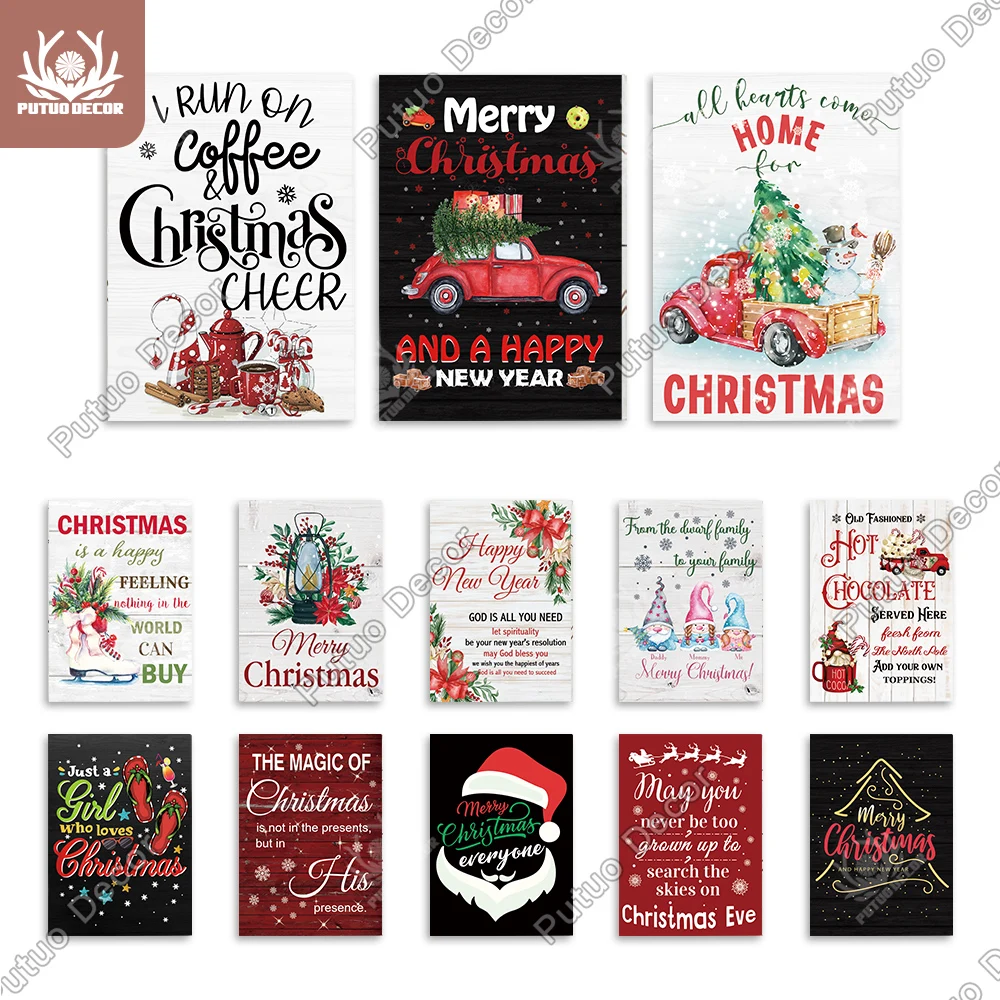 

Putuo Decor Christmas Themed Signs Creative Wood Plaque Desktop Wall Art Hanging Plate for Sweet Home Room Vintage Desk Decor