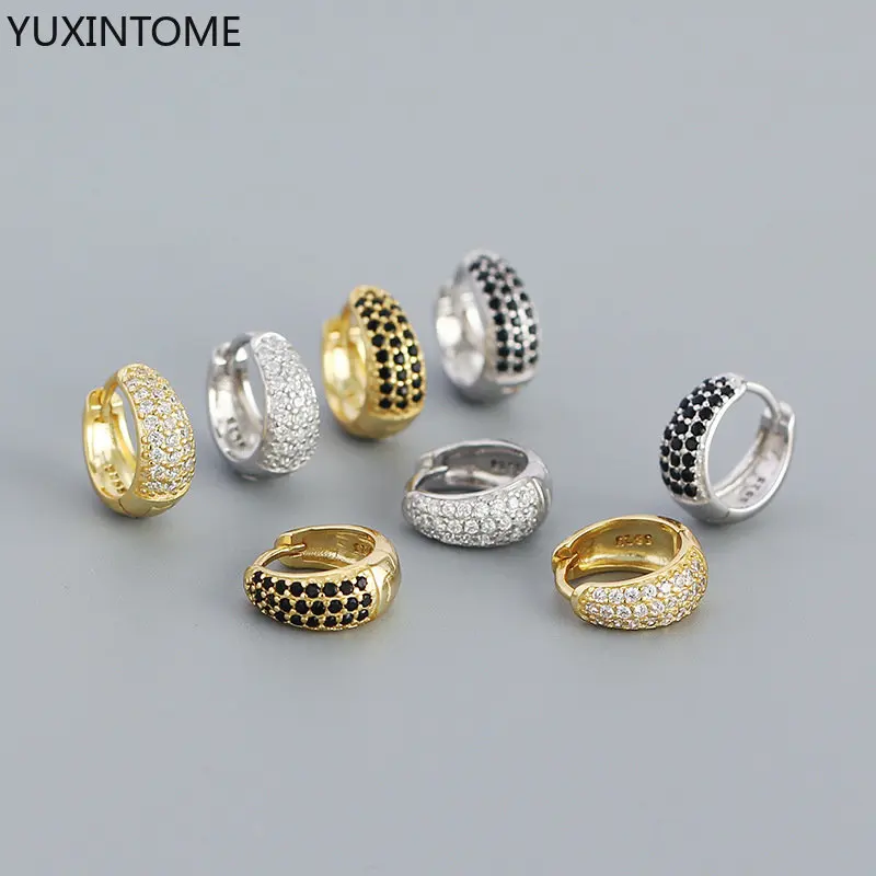 

Round earrings 925 Sterling Silver Ear Needle Full Diamond Gold Hoop Earrings For Women Luxury Earrings Fashion Party Jewelry