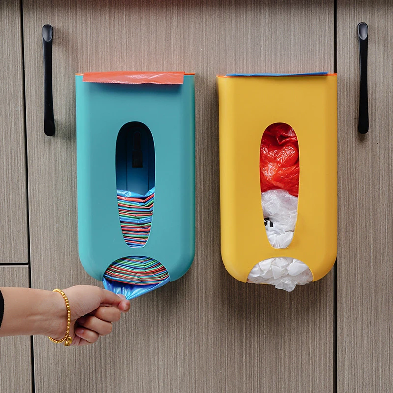 

Wall Hanging Garbage Bag Storage Box Reuse Plastic Bags Storage Rack Multi-purpose Garbage Bag Dispenser for Kitchen Bathroom