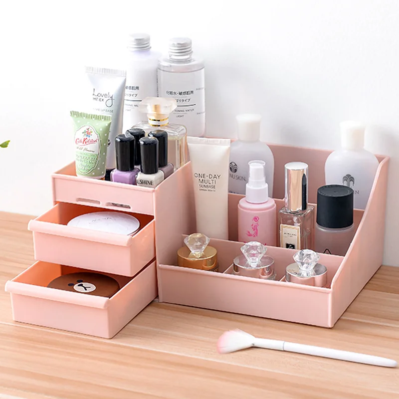 

Household Large Plastic Drawer Cosmetic Storage Box Desktop Dresser Lipstick Skin Care Products Finishing Rack Organizer Storage
