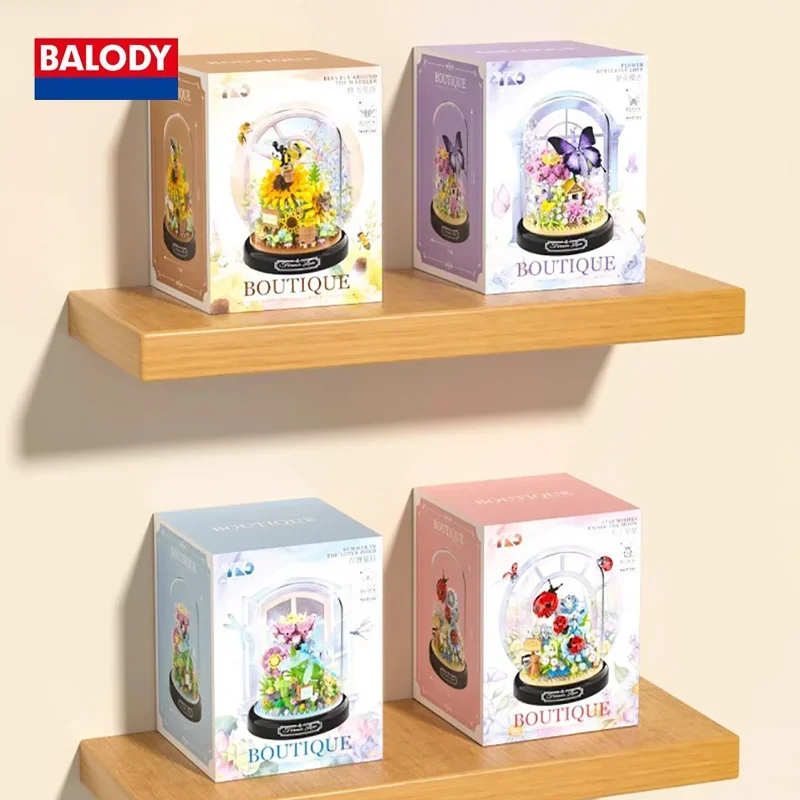 BALODY 6 шт. модные 3D мультяшные строительные блоки в горшках оригинальные