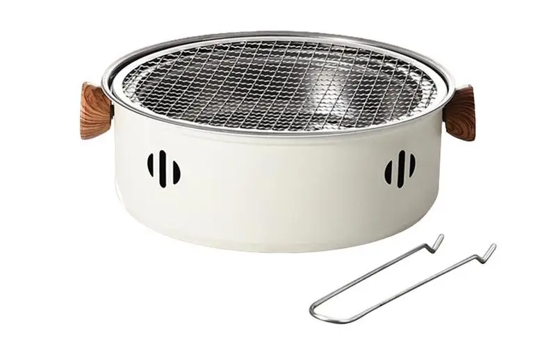 

Portable Charcoal Grill BBQ Grill Charcoal Grill Bbq Roasting Cooking Tool Charcoal grill with Wooden Handle & Net Lifter