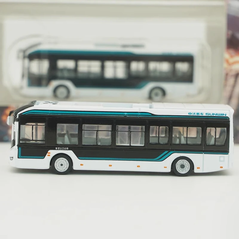 Литой под давлением масштаб 1/120 Shanghai SUNWIN автобус из белого сплава имитационная