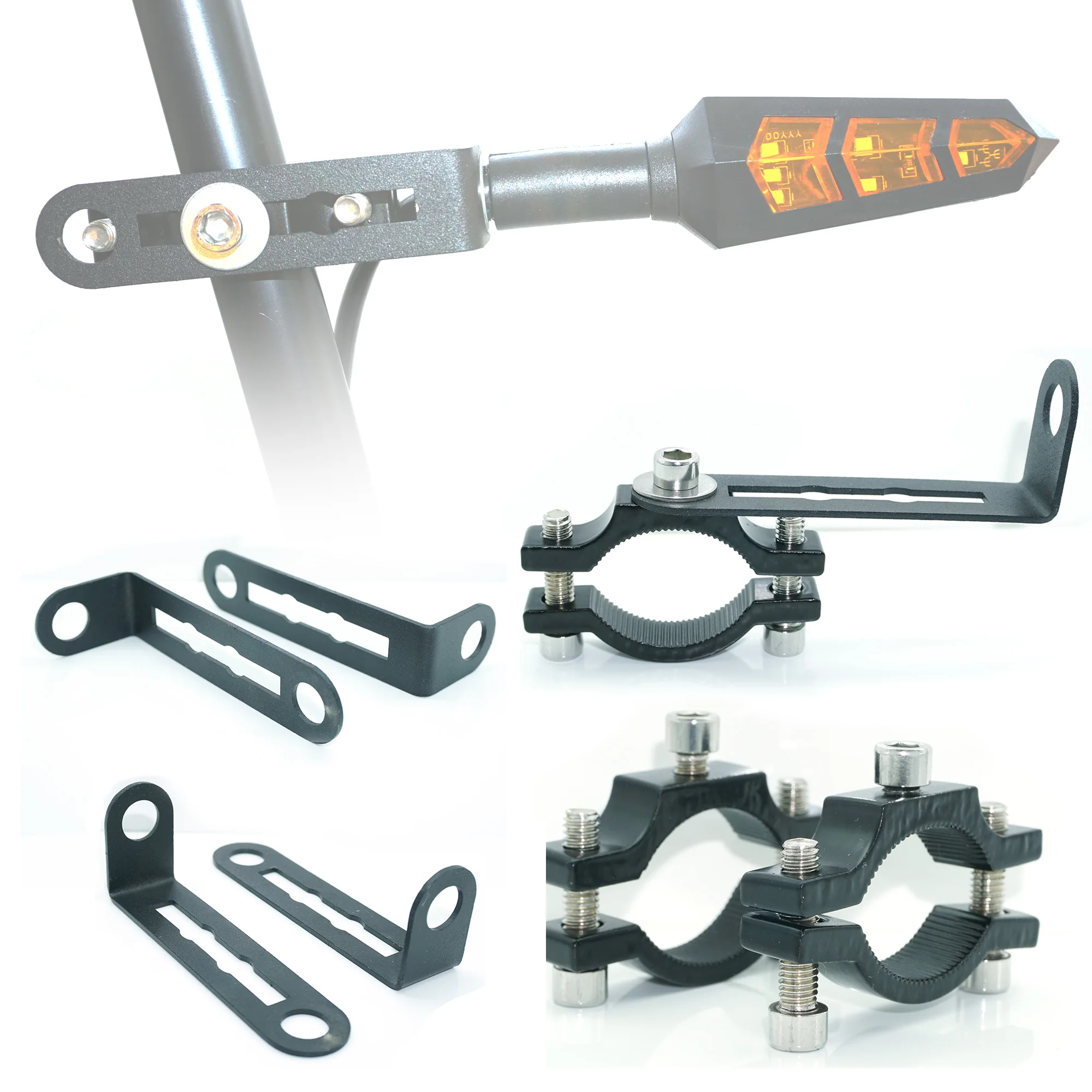 

10mm Universal Motorcycle Scooter Turn Signal Lights Brackets Indicator Lamps Holder Lamp Mount Clamps Metal Accessories
