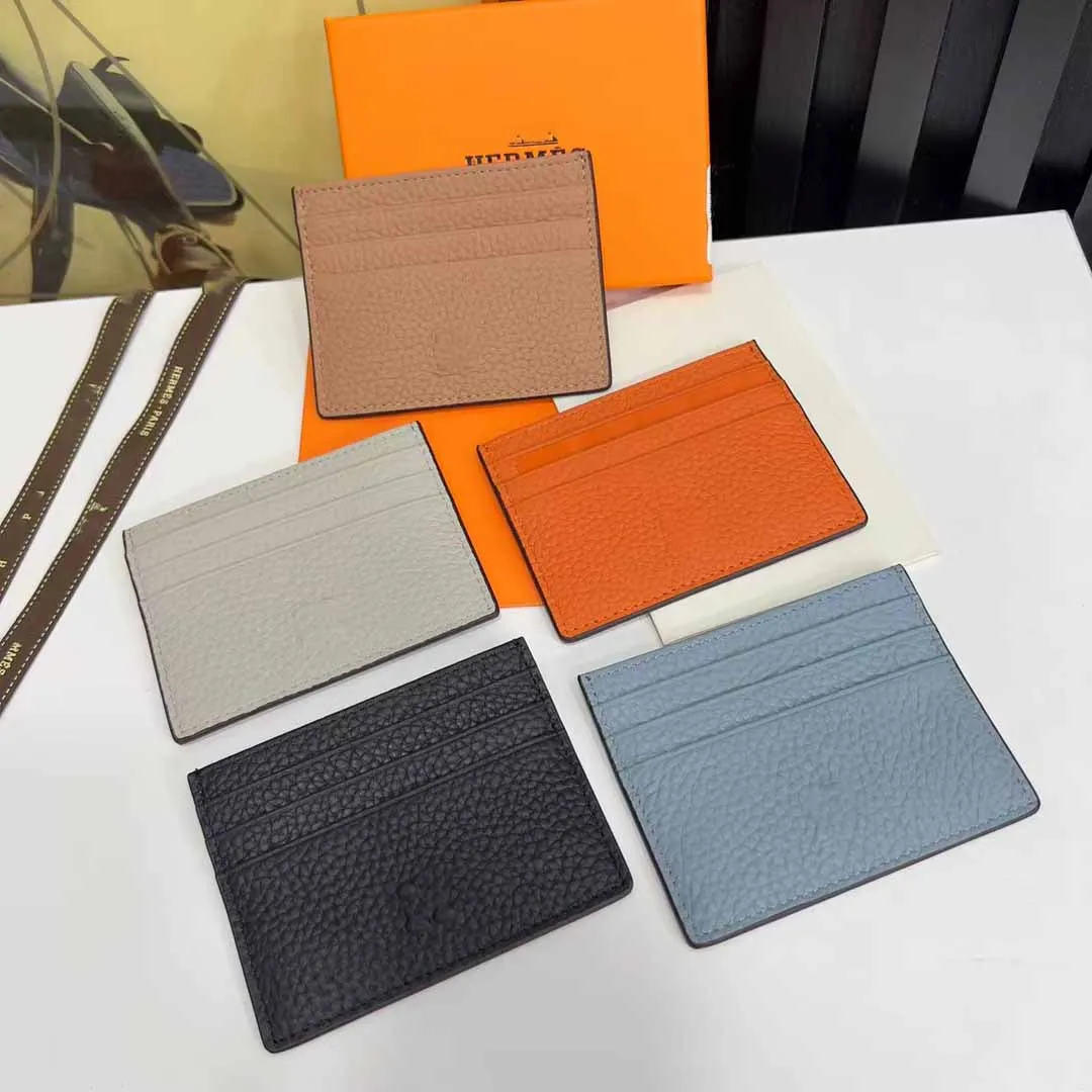 

New Male and Female Luxury Designer Cowhide Cardholder Business Safiano Wallet Genuine Leather Credit Card Portable Coin Caviar