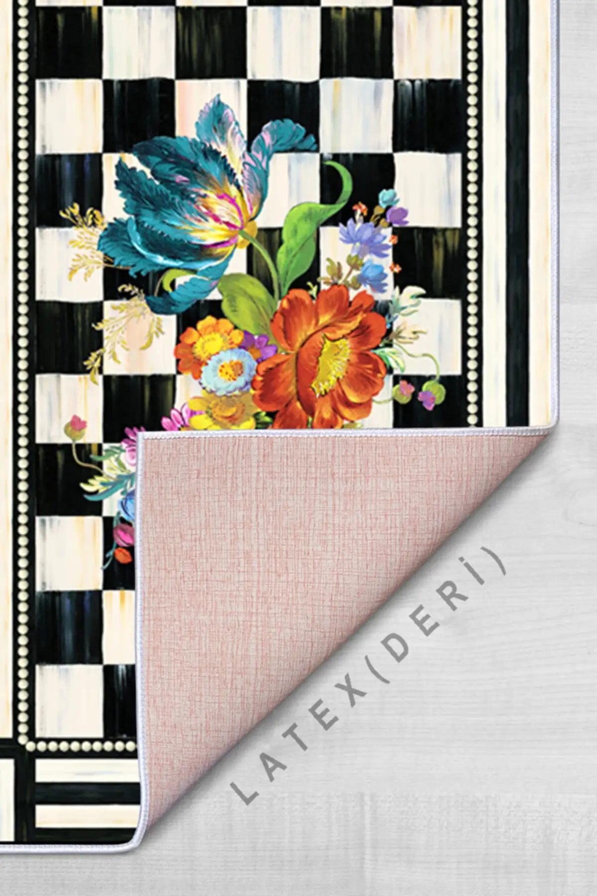 

60x90 - 50x60 Digital Bath Mat Non-Slip Leather Based Toilet Seat Pad 2'li Mat Set