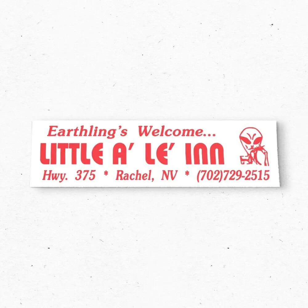 Наклейка на бампер Little A' Le' Inn — НЛО Alien NEVADA Area 51 наклейка в винтажном стиле