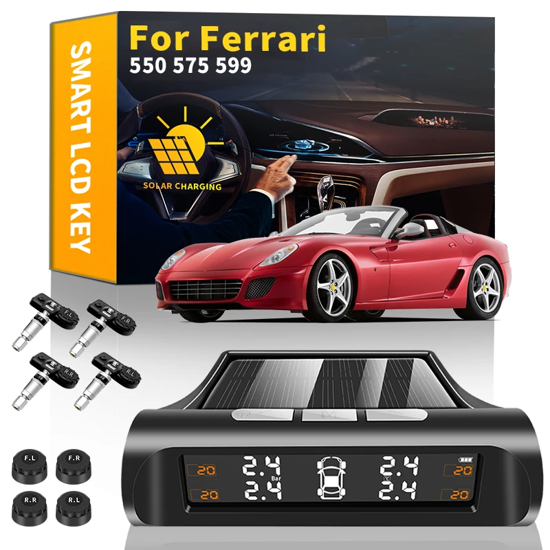 

Автомобильная система контроля давления в шинах TPMS на солнечной энергии, цифровой ЖК-дисплей для Ferrari 550 575 599 GTB/GTO SA coupe, аксессуары