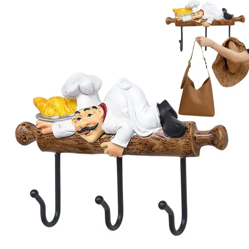 

French Chef Hanger Cute French Chef Design Adhesive Wall Hooks Wall Hooks Rack Hook Hanger For Home Kitchen Restaurant Oven