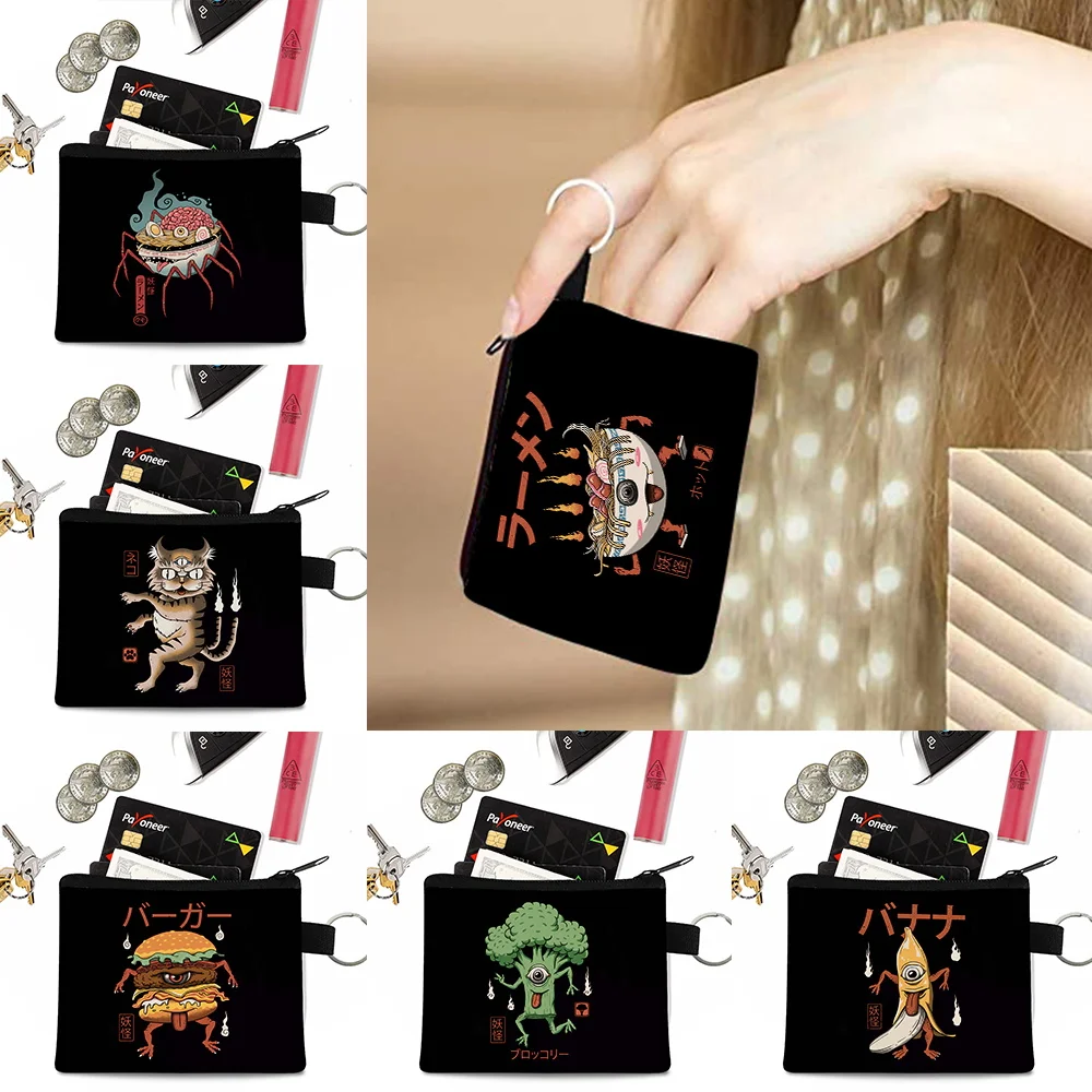 

New Donut Coin Purses Short Wallet Women Wallets Zipper Purse Fashion Handbags Wallets Casual Monster Printing Purse Card Holder