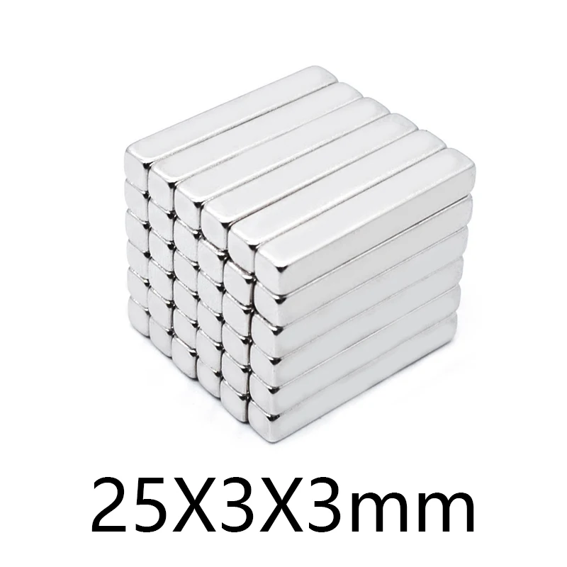 

Мощный блок магнита, 10 ~ 250 шт., 25*3*3 мм, N35 квадратный Магнит 25x3x3 мм, постоянный магнит, магнит с квадратными листами, магнит NdFeB, 25*3*3 мм