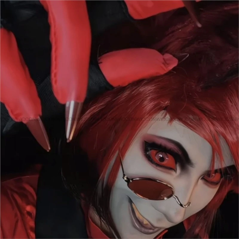 Очки для косплея аниме hasbin отеля Аластора перчатки карнавальные красные очки с