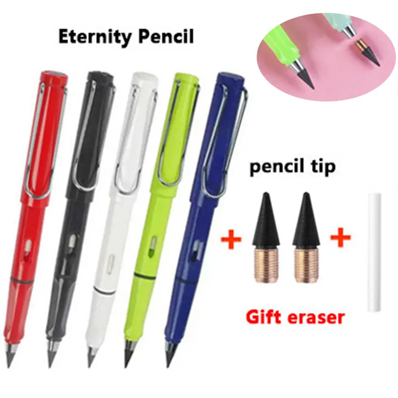 

4 PCS/Set Eternal Pencil and Refill Latest High-tech Innovation Strong Durable Writing Smoothly Study Supplies School Stationery
