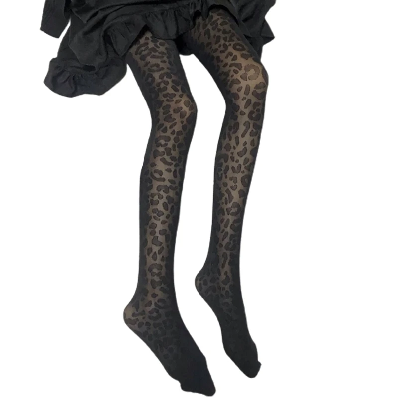 Женские летние пикантные тонкие черные колготки винтажные жаккардовые