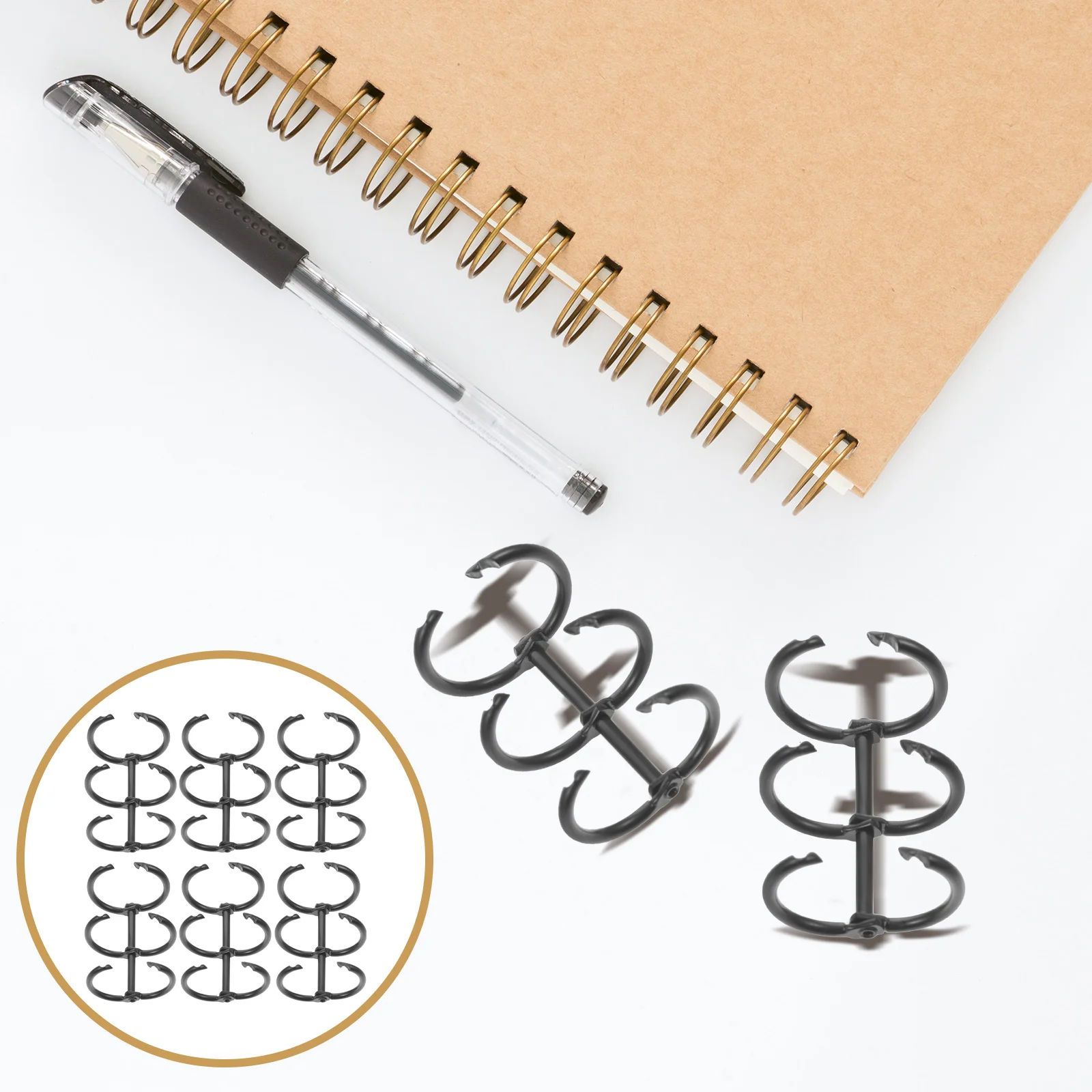 

Rings Loose Binder Leaf Paper Book Ring Metal Open Album Snap Notebook Hole Three Stationery Segmented Blinder Clamp Portable