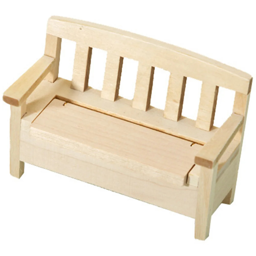 

Mini House Decor Miniature Bench Model Wood Furniture Accessories Wooden Miniatures Coffee table