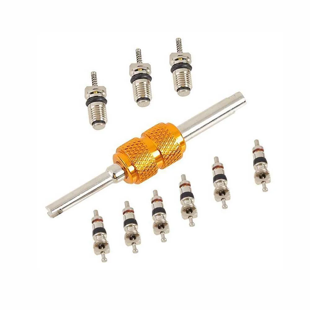 

9pcs Car Repair Tools Air Conditioning Valve Cores+1pc Remover Tool Replacement Parts Fit For A/C System Repair Kit Accessories