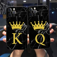 luxury marble texture initial letter a z phone case for iphone 12 13 pro max 12 13 mini black couples soft tpu cover