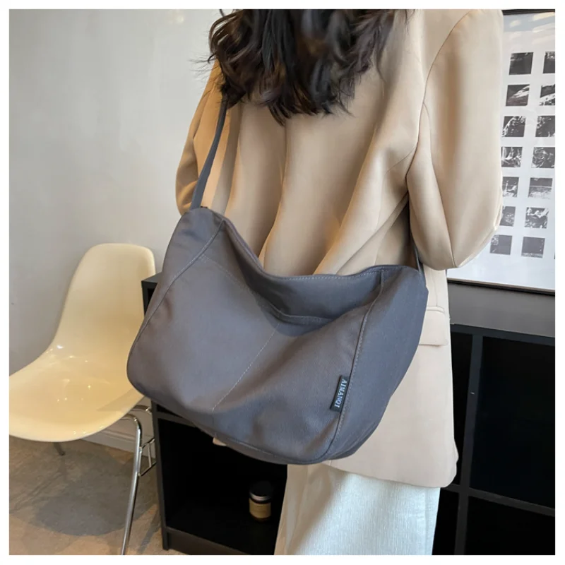 

Корейские холщовые сумки через плечо для женщин 2023, повседневная сумка-шоппер на плечо для девушек, модная тканевая сумка для книг, женские ...