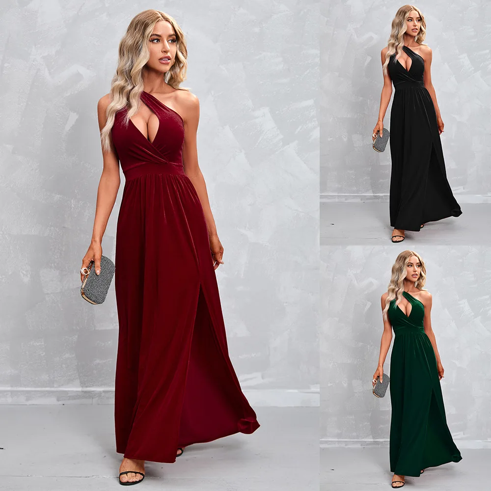 

Летнее однотонное сексуальное открытое платье, облегающее однотонное платье с косыми плечами для вечевечерние НКИ, новинка, Лидер продаж