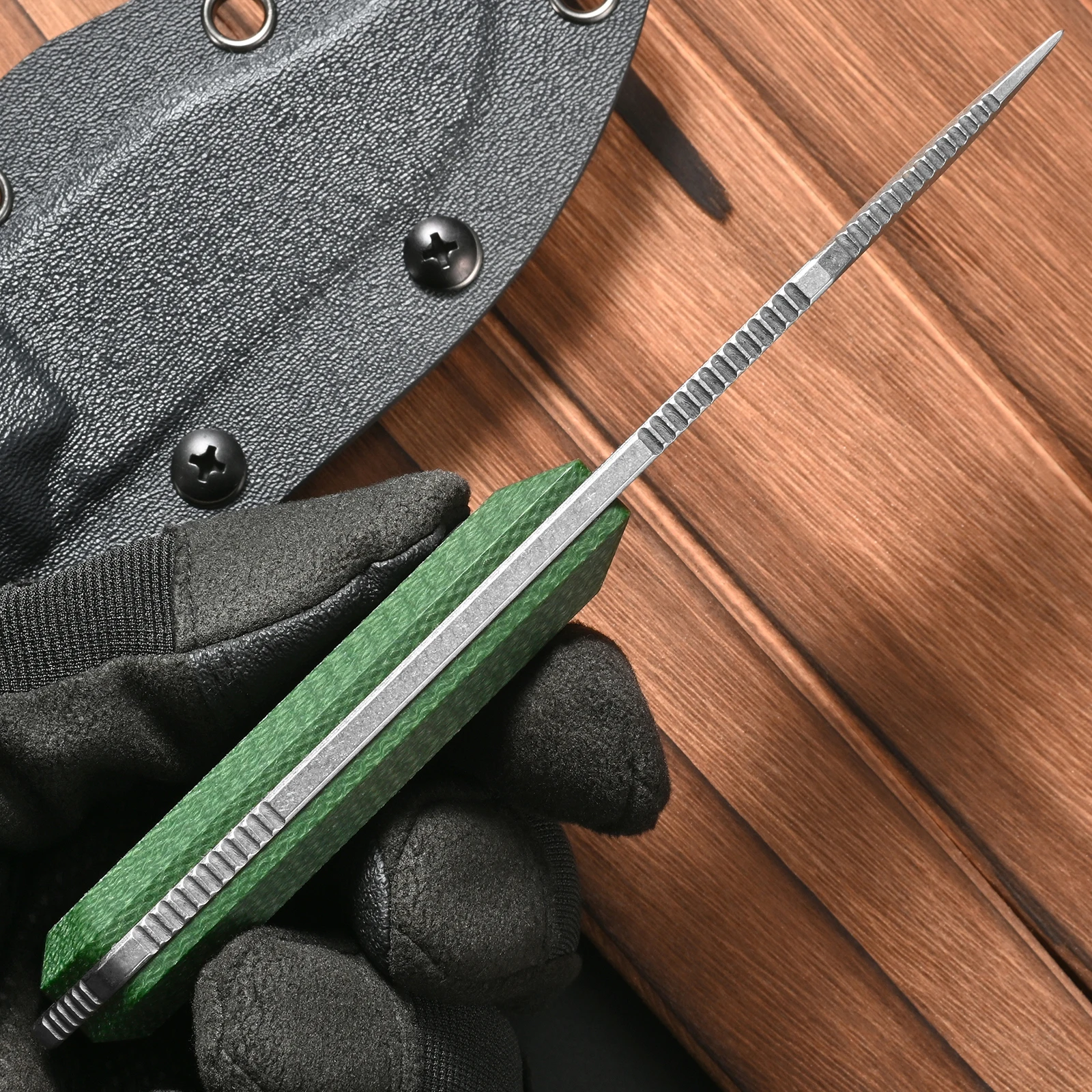 Фото Нож Eafengrow FF120 с фиксированным клинком из стали DC53, рукоять из микарты, цельнометаллический, для активного отдыха, кемпинга, работы и выживания №5