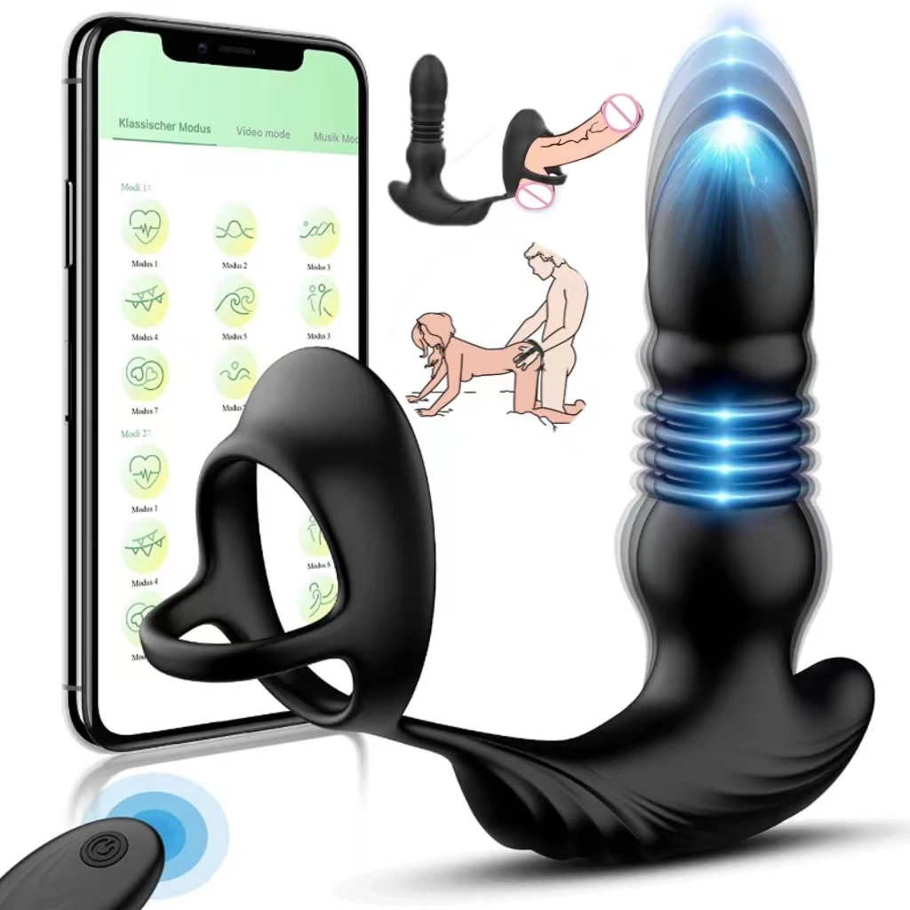 

Анальный вибратор, массажер простаты, кольцо на пенис с дистанционным управлением через приложение, анальная секс-игрушка, вибрационная Анальная пробка, точка G для мужчин и пар
