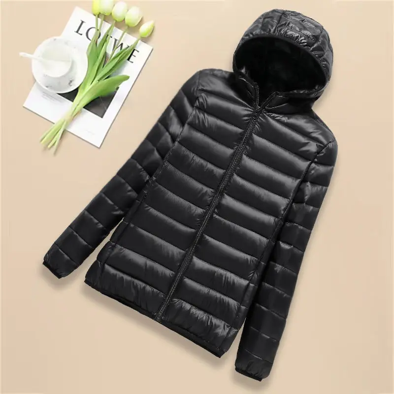 Down Cotton Jacket Women Zipper Winter Hooded Down Cotton Coat Female Windproof Parka Jackets Outerwear Cotton Padded S46
