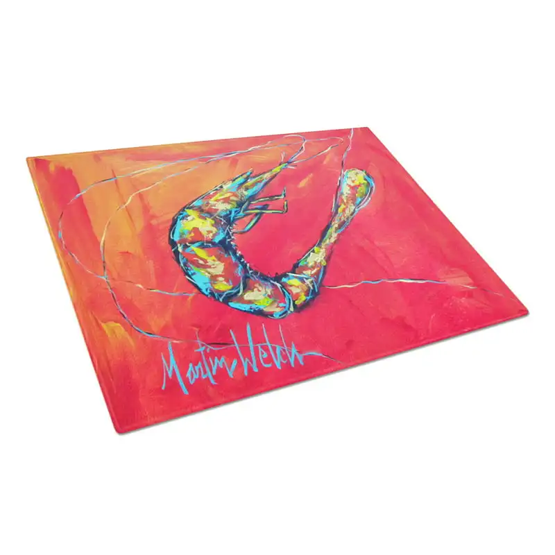 

Treasures Shrimp Seafood Three Glass Cutting Board Large