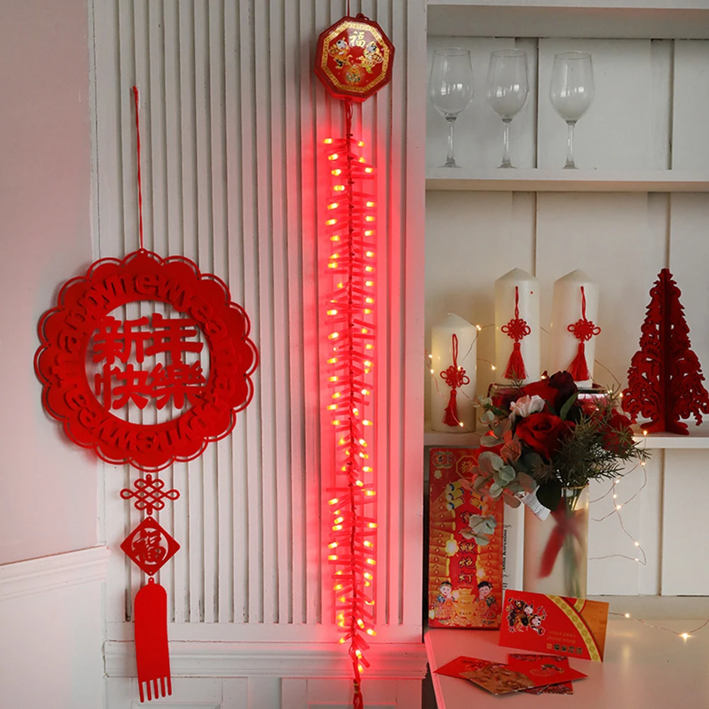 

92LED 1.35m Electronic Firecracker Lamp with Sound AC220V Lamp LED String Light for New Year Wedding Decoration Chinese Style