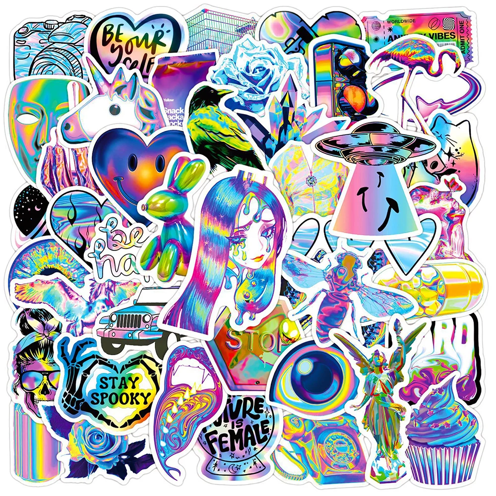 10/30/50/100 шт. Мультяшные голографические лазерные красочные наклейки Эстетические
