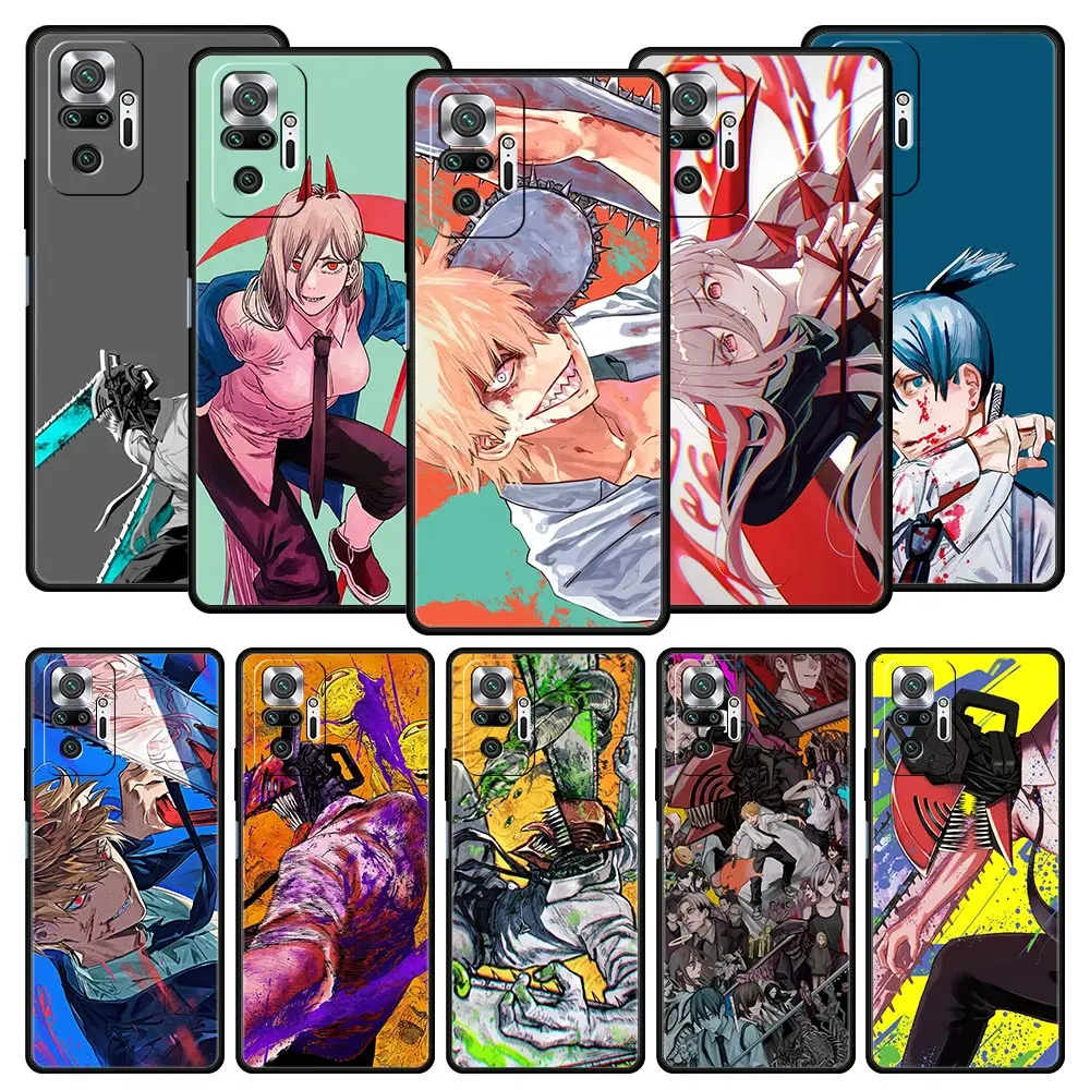 

Soft Phone Case For Xiaomi Redmi Note 10 11 9 8 Pro 9S 7 8T 9T 9A 8A 9C K50 K40 Gaming Silicone Cover Chainsaw Man Pochita Denji