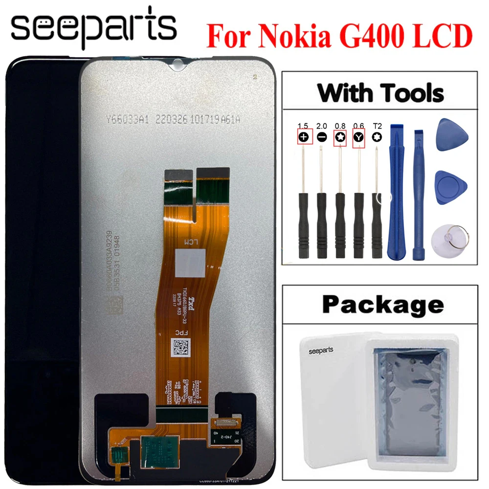 

Tested Black 6.58" LCD Display For Nokia G400 LCD Touch Screen Digitizer Assembly Replacement Parts TA-1530 TA-1448 1476 Screen