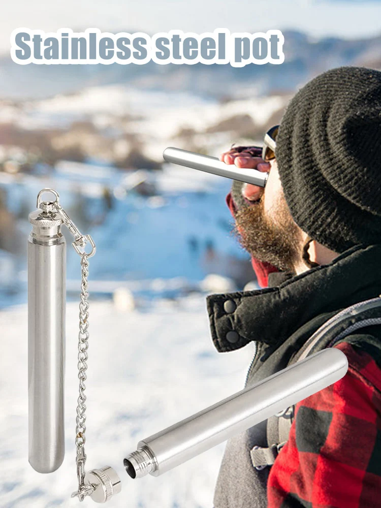 

Stainless Steel Hip Flask Exquisite Wine Tube Mirror Polished Tube Portable Whisky Drinkware For Camping Travelling