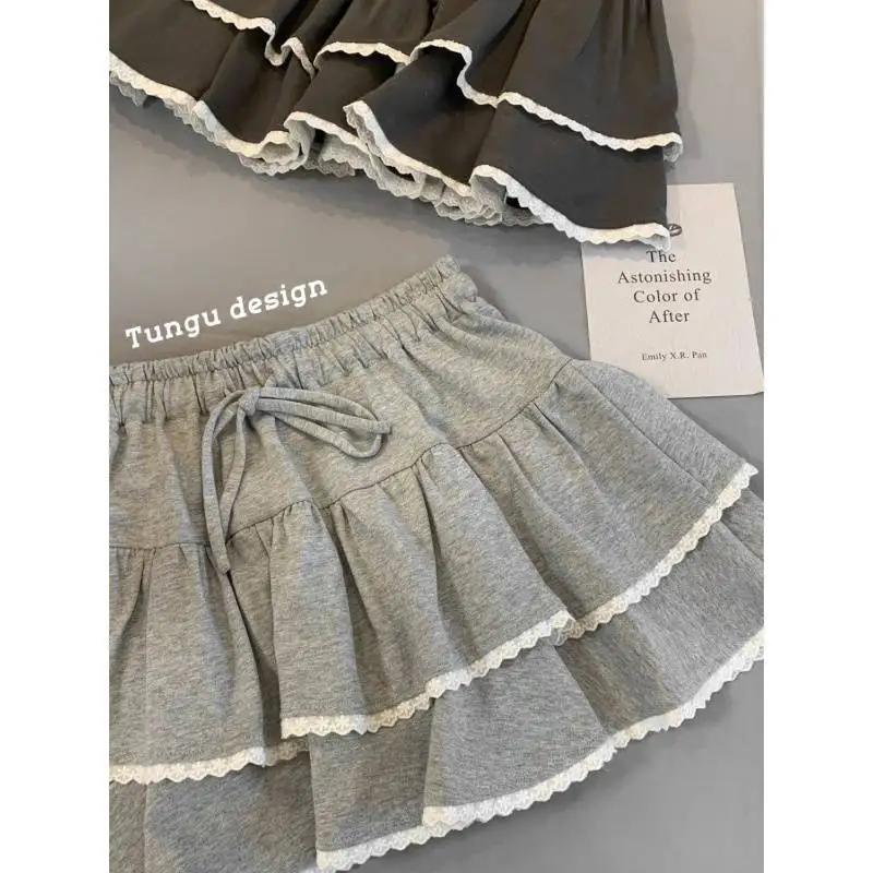 

Summer Y2k Skirts Women's Clothes High Waist Lace A-line Jupe Fashion Sweet Saia Tunic Mini Skirt 2023 Faldas Mujer De Moda