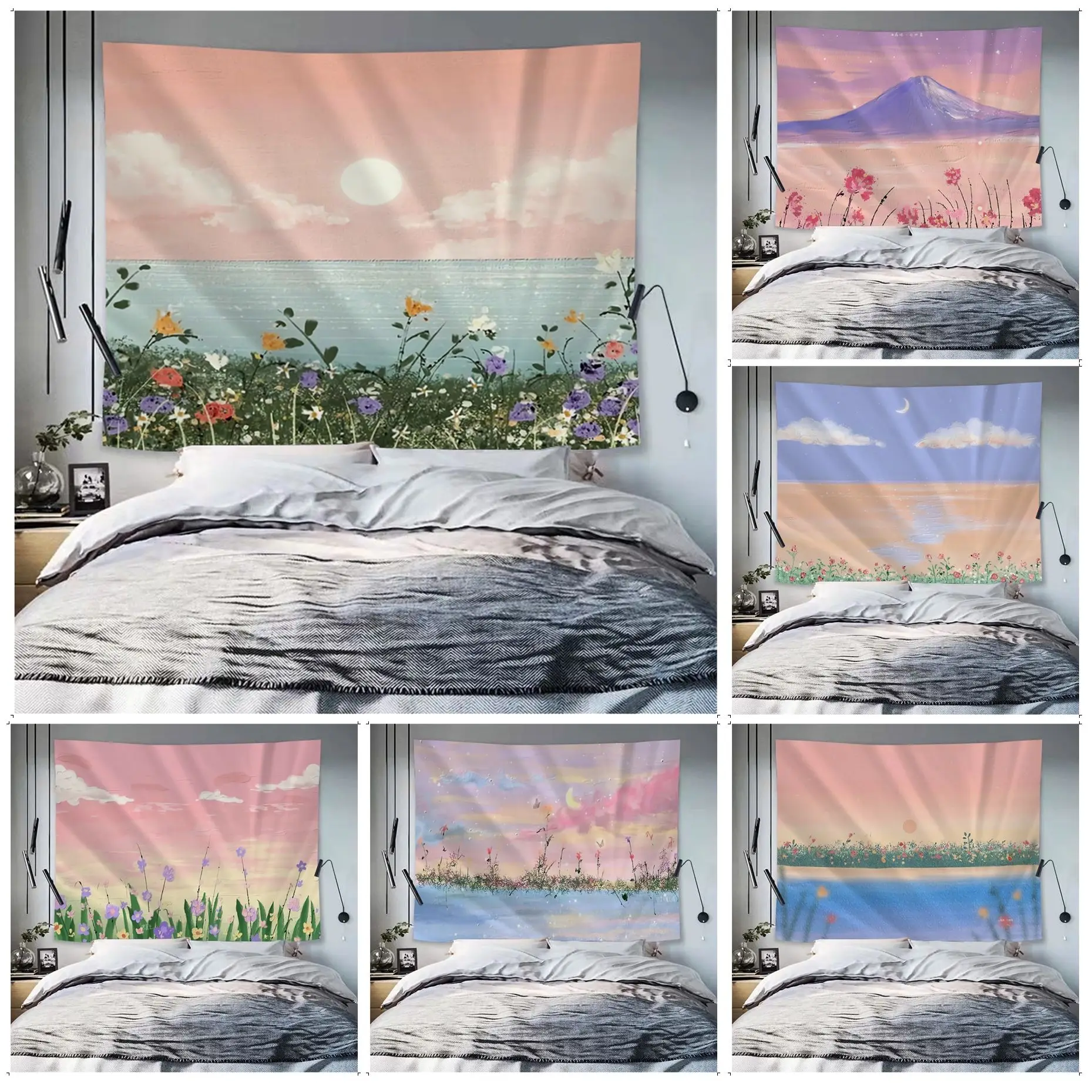 

Aesthetic Landscape Flowers Hanging Bohemian Tapestry Cheap Hippie Wall Hanging Bohemian Tapestries Mandala Japanese Tapestry