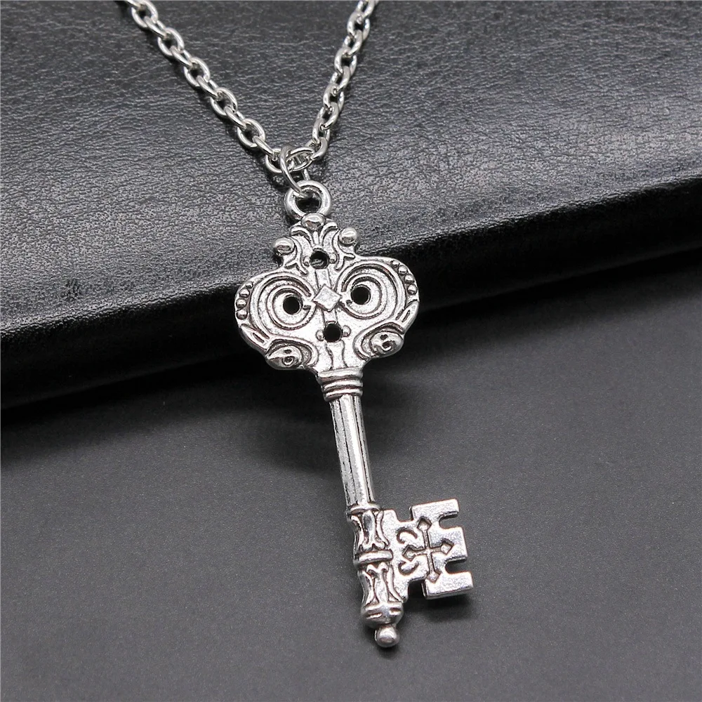 Модное винтажное ожерелье с подвеской в виде ключа для женщин и мужчин 2 цветов 51x20 мм Длинная цепочка ожерелье ювелирные изделия аксессуары