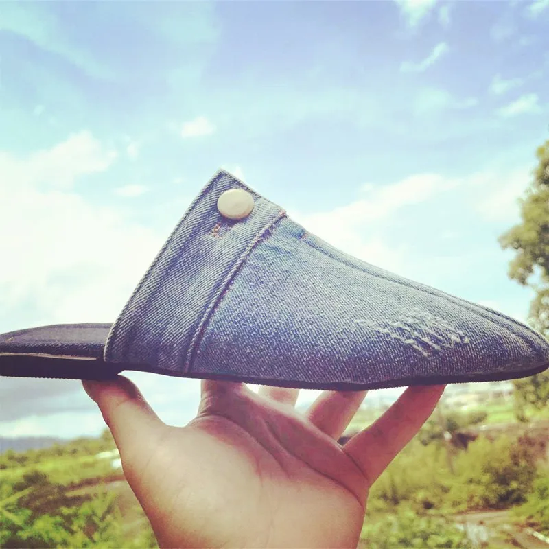 

Pointed Toe Denim Low Heel Sexy Ladies Slippers Zapatillas Mujer Verano 2022 Descubierto Sandales Femmes été Ladies Shoes