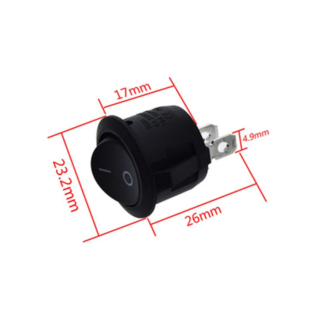 10pcs Round Black 2 Pin Rocker Boat Switch For Car Auto Boat Household Appliances Camper Van Caravan Motorhome