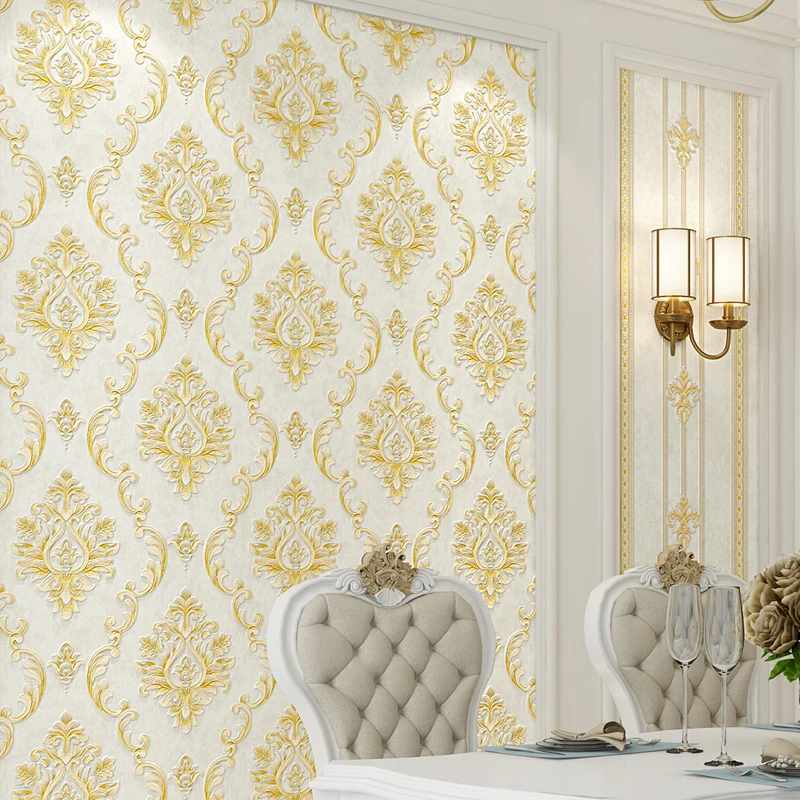 

Обои из нетканого материала в европейском стиле для гостиной, фона для телевизора, Роскошные Настенные бумаги с Дамасским цветком, домашний...