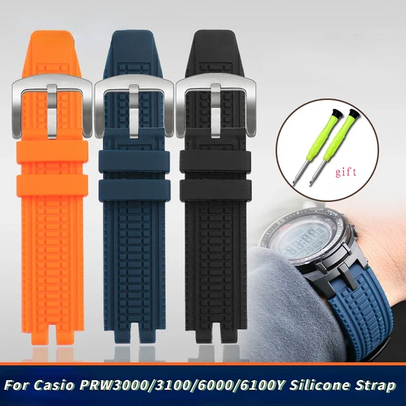 Для Casio Mountaineering PROTREK PRW-3000 PRW-3100 PRW-6000 PRW-6100Y PRG-300 330 силиконовый ремешок для часов