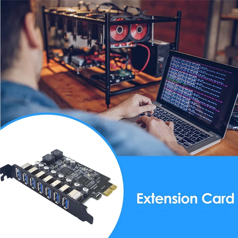 

USB 3.2 Pci Express Adapter Pci E to 7 Ports USB3 Gen1 Expansion Adapter Card Pci-E Extender Pci Express Card