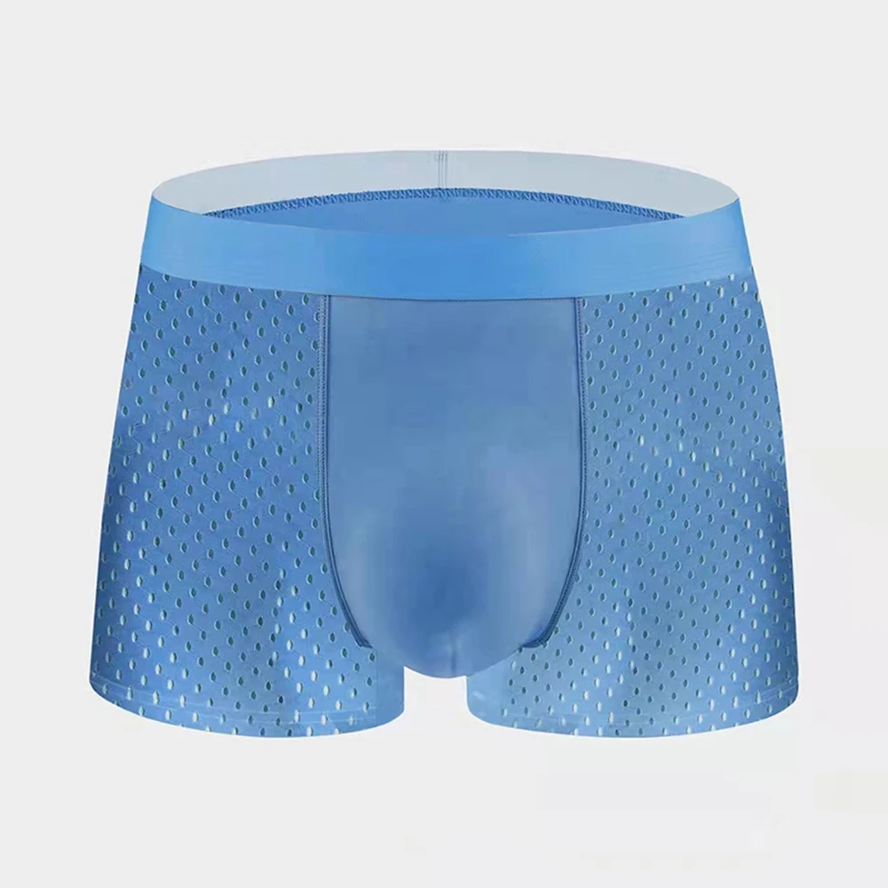 

Ice Silk Mesh Quick-Drying Boxer Youth Large Size Underwear Sexy Shorts U Convex Pouch Antibacterial Underpants