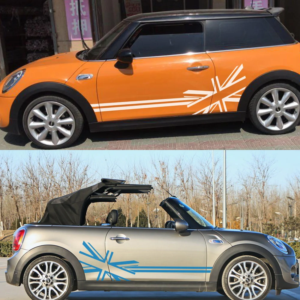 

2022 Mini Cooper Stickers R56 R57 R58 R50 R52 R53 R59 R61 R60 F60 F55 F56 F54 Flag Stylish Side Stripe Decals Car Accessories