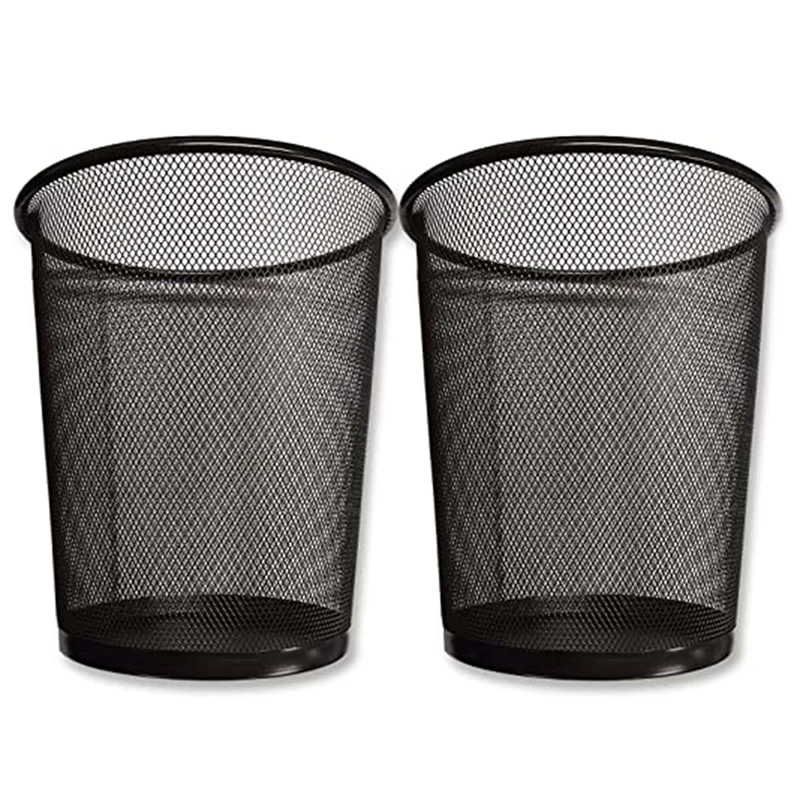 

Round Mesh Trash Can, Metal Open Top Trash Basket, Suitable For Office, Home, Kitchen, Bedroom (Black)