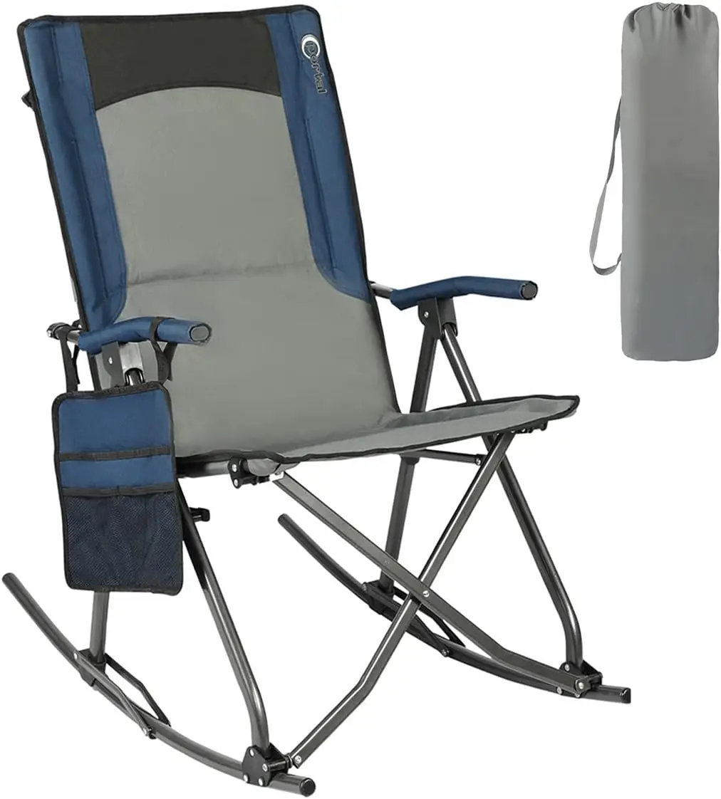 

Rocking Chair, Camping Rocker Outdoor with High Back Hard Armrest, Support 300lbs (Blue) Juego de patio muebles Stadium seats C