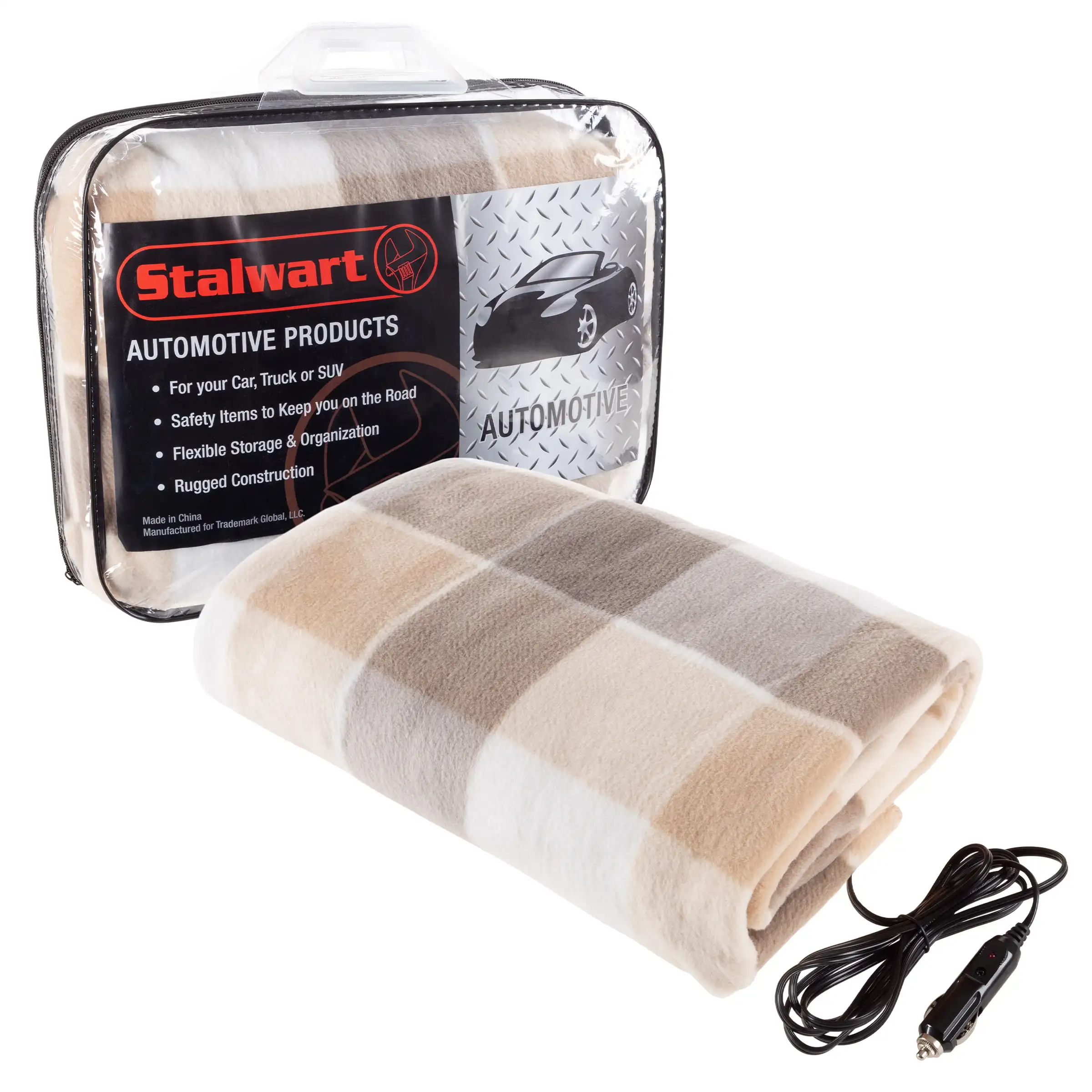 

Electric Car Blanket-Outdoor Heated 12V Travel Throw by (Gray/Tan)