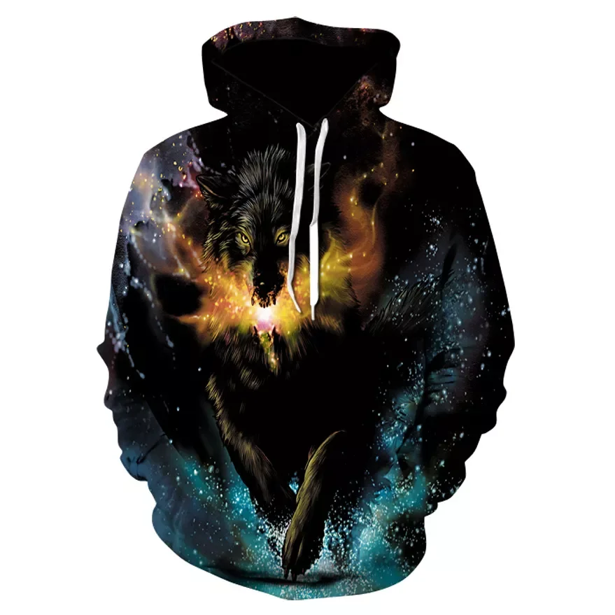 

2023New Galaxy Wolf Hoodie Hoodies Men Women 2019 New Fashion Spring Autumn Pullovers Sweatshirts Sweat Homme 3D Tracksuit
