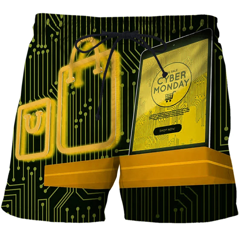 2022 New AI technology pattern 3D Print Board Shorts Men's Casual Beach Shorts Casual Streetwear Short Pants Male Sportswear