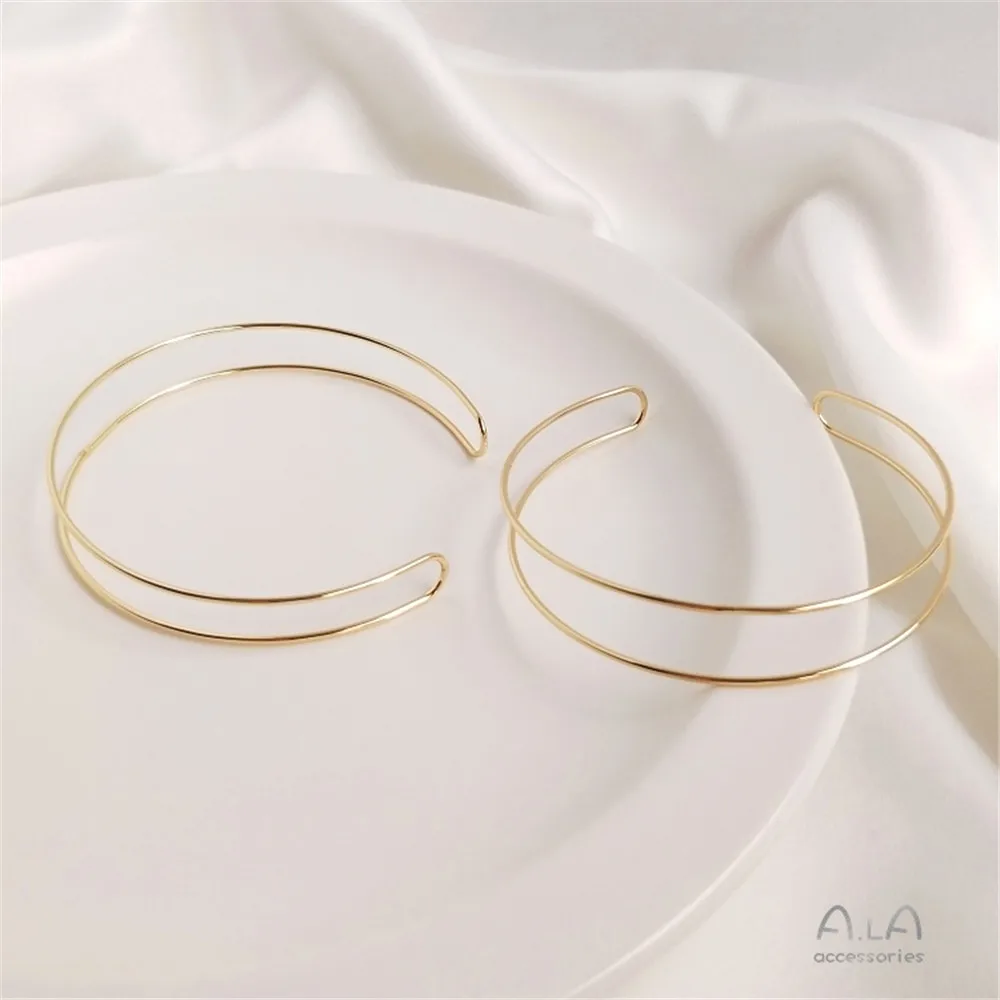 Купи Plated 14K Gold Filled Copper wire double strand bracelet hand bead winding diy bottom bracelet double ring bracelet accessories за 52 рублей в магазине AliExpress