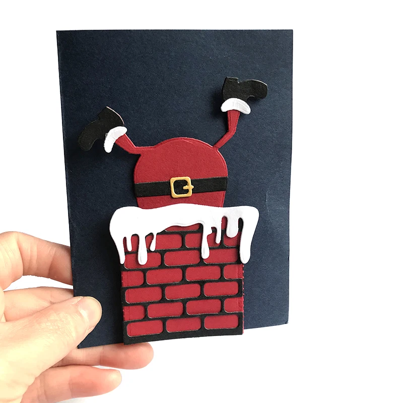 

Santa Claus Climbing Chimney Cutting Dies Embossing Scrapbooking Craft Die for DIY Christmas Album Card Stencil Decorative